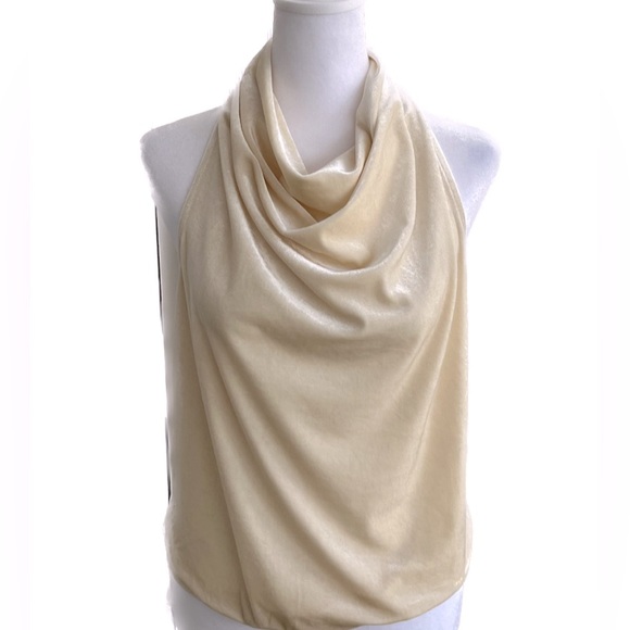 Sincerly Jules Tops - NEW SINCERELY JULES VELOUR COWL NECK THONG BODYSUIT HALTER